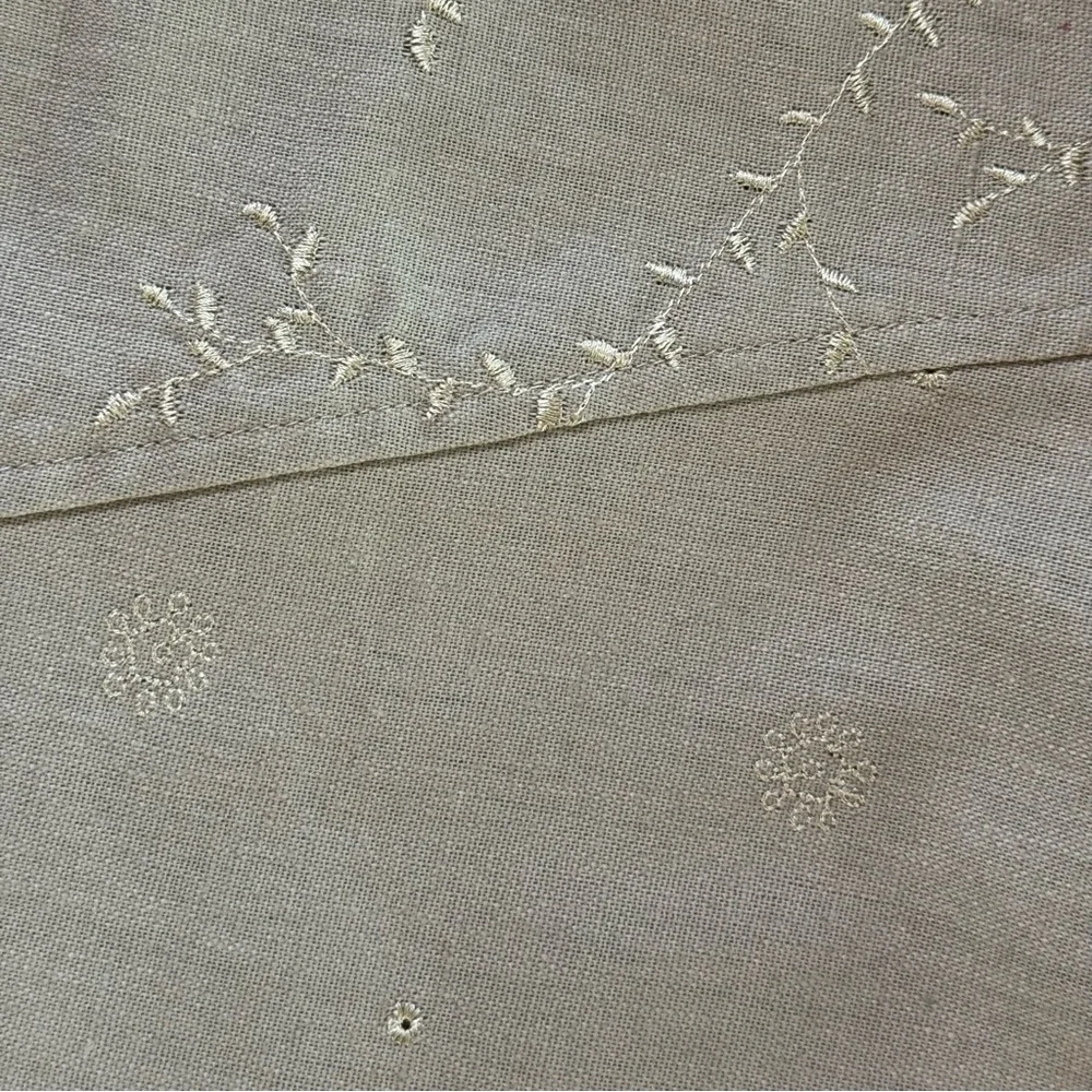 Linen Blend Sleeveless Embroidered Eyelet Maxi Dress (S) - Picture 12 of 16